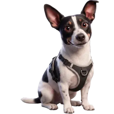 Pépette, la mascotte de l'agence, pattes levées