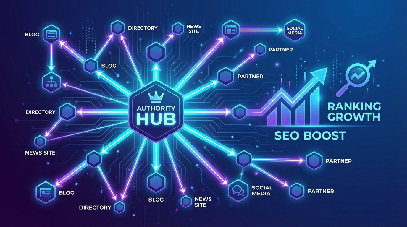 Illustration moderne du netlinking et maillage de backlinks SEO